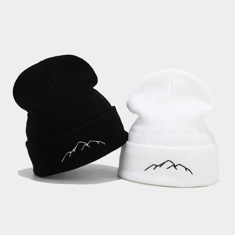 Mountain Peak Embroidery Pullover Hat Trendy Outdoor Fashion Personality Warm Cold Hat Unisex Hat H251020