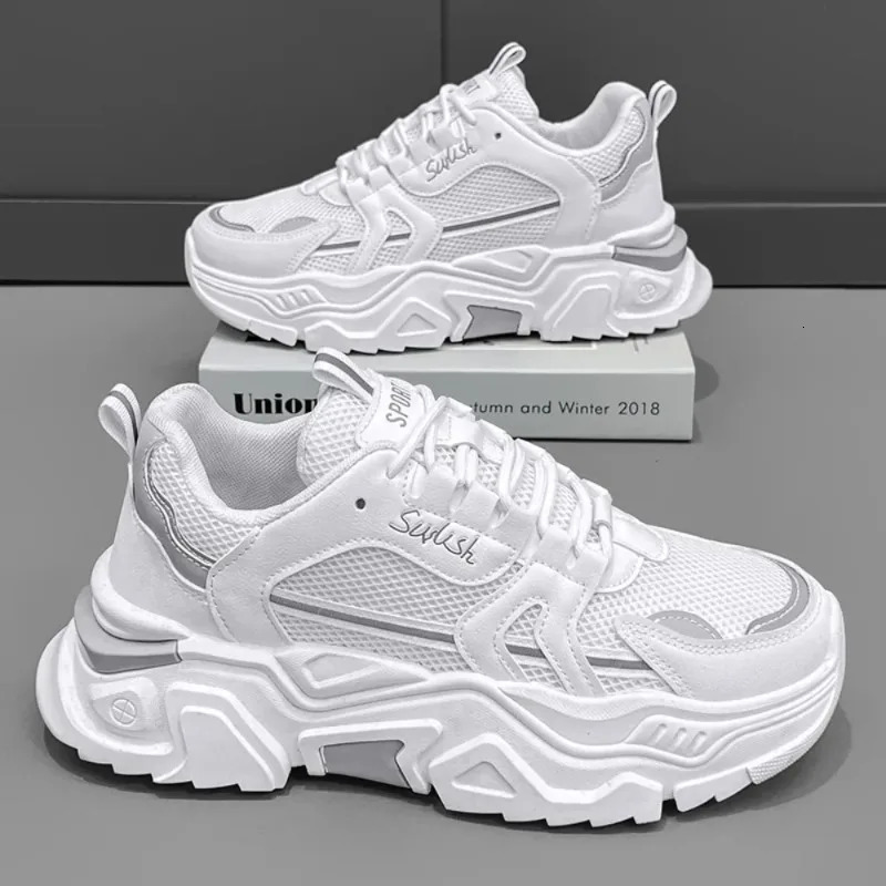 Fashion Mens Thick Sole Platform Sneakers Breathable Mesh Lightweight Low Top Dad Shoes Casual Sports Walking Shoes 251017