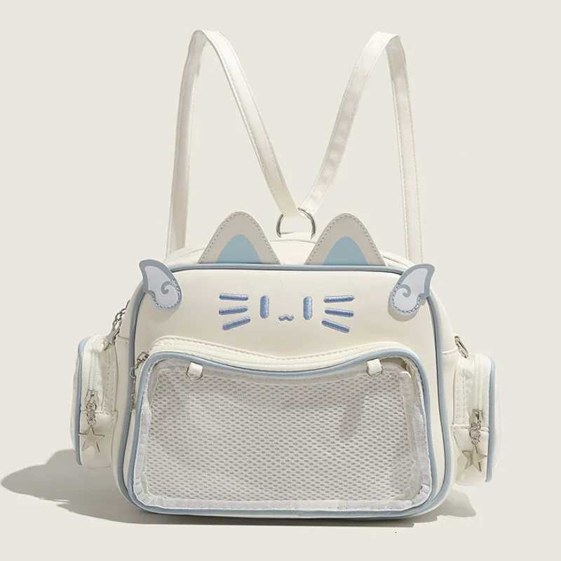 Womens Fashion Backpacks Y2K Korean Japan Kawaii Cat Ita Bag PU Cute Girls Transparent Pocket Aesthetic Shoulder Crossbody BagsXJ251021