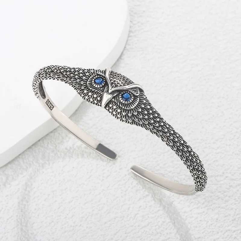 Foxanry Silver Color Owl Geometric Zircon Cuff Bracelet For Women Couples New Fashion Vintage Creative Birthday Jewelry Gifts J251021