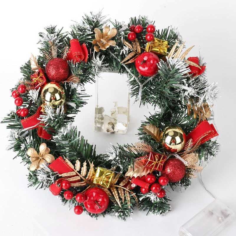 3040cm Christmas Wreath for Front Door Window Artificial Wreath with Led Light Garland Xmas New Year Navidad Home Decoration XJ251021