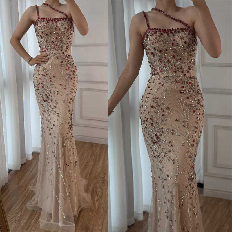 Real Photo Mermaid Evening Dress Sleeveless Prom Gowns V-Neck Beads Satin Sexy Prom Dress vestidos de novia Size Customized Robes De Mariee L252706