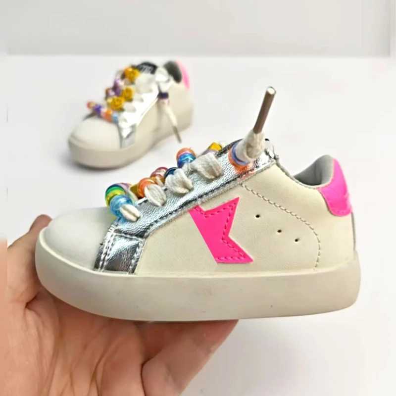 Spring Childrens Girls Genuine Leather Colorful Star Board Shoes Kids Toddler Princess Smiling Face Soft Soles Walking Shoes C251021
