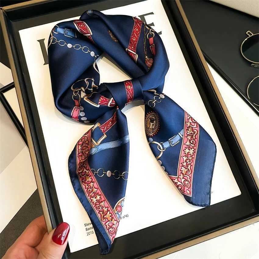 Luxury Chain Print Small Square Scarf Simated Silk Thin Neck Scarf Fashion Sunscreen scarf For Wen 70x70cmW251021