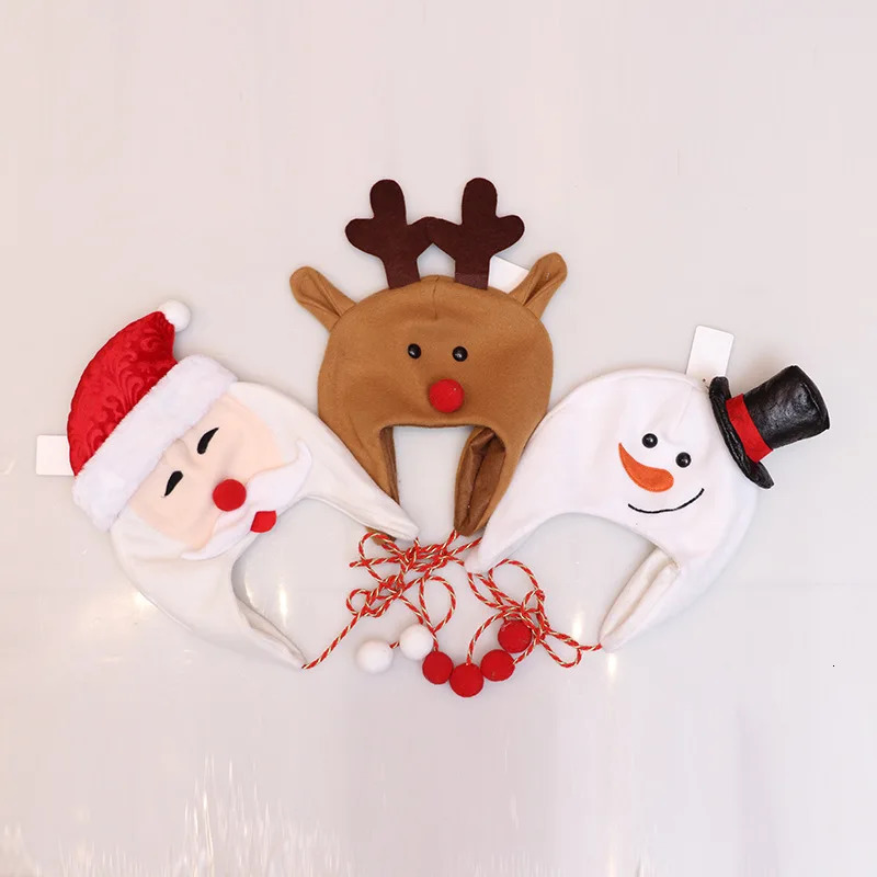 Christmas Hat Christmas Tree Hat Decoration Adult rens Hat rens Brushed Cloth Long Rope Cartoon Snowman Elk Hat 251023CJ