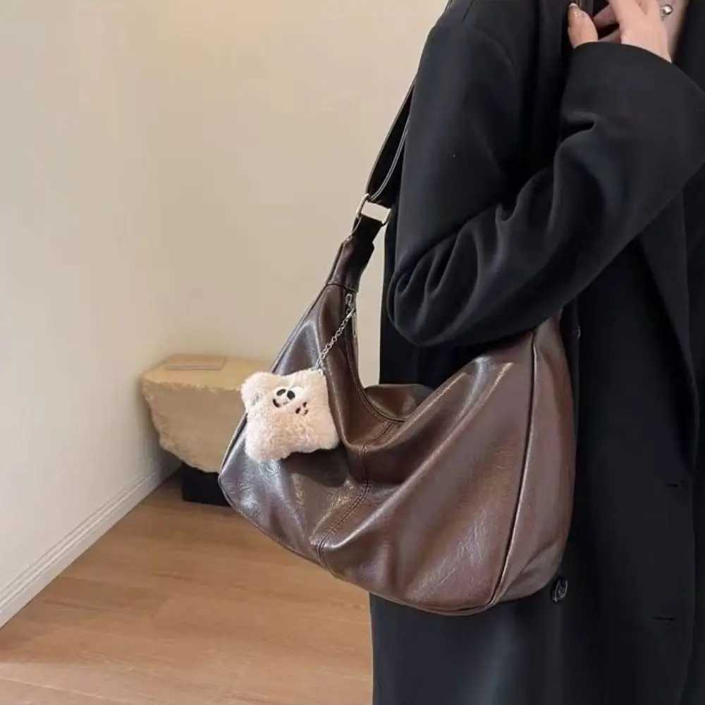 Designer Slouchy Shoulder Bag for Women PU Leather Large Capacity Underarm Bag Retro Ladies Hobo Tote Bag Womens HandbagsXJ251021