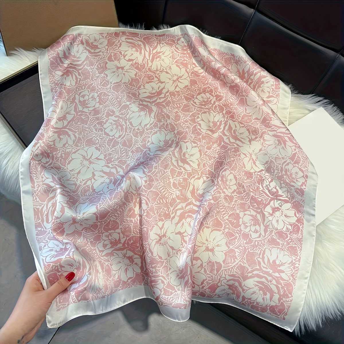 Egant 2756inch Floral Print 70cm Square Beach Satin Scarf Casual Egant Thin Breathab Neck Wen Wrap Hair ScarvesW251021