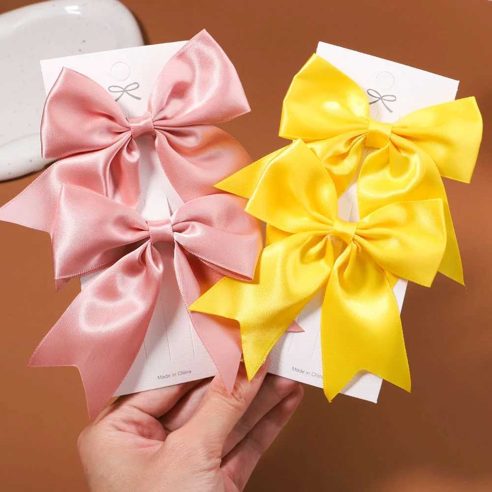Wholesale 2Pcs Baby Bows Hair Clip For Kids Girls Solid Color Hairpins Barrettes Handmade Headwear Hair Accessories 452InchesW254021