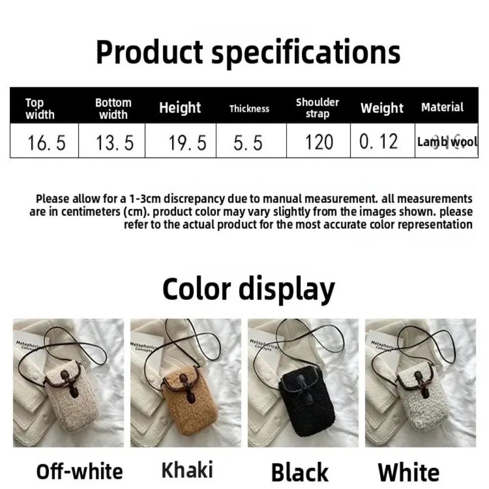 Fashion Winter Lambswool Phone Bag Sweet Lovely Portable Women Wallets Square Purse Faux Fur Plush Shoulder Bags 251015