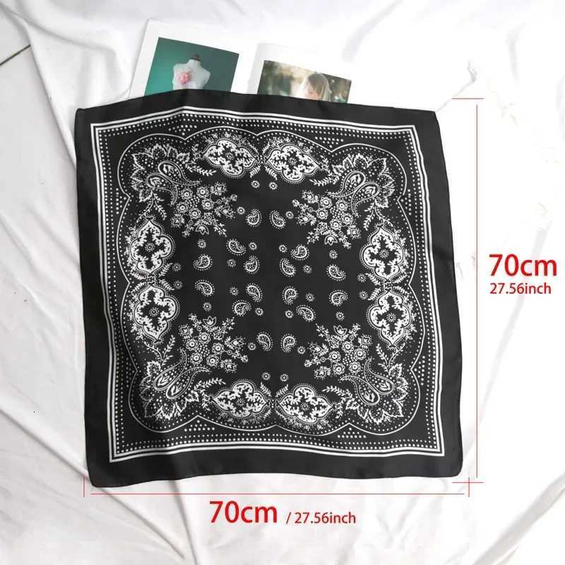 Women Scarf Fashion 70cm Paisley Printed Hijab Scarf Satin Bandana Head Scarfs Female Square Headband Woman Hair Accessory W251021