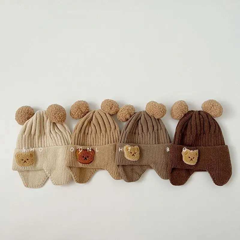 Autumn and winter childrens warm hat baby hat Korean version cute little bear ear protection hat thickened warm windproofhat J251021