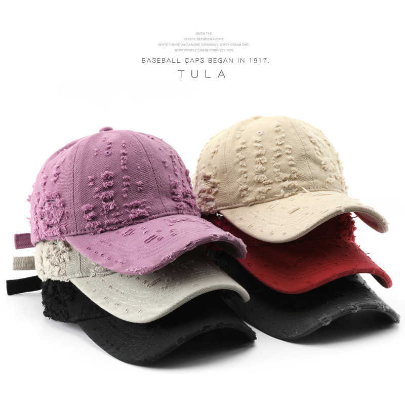 Womens Hat Personality Washed Frayed Solid Color Vintage Baseball Cap Outdoor Mens Travel Sun Protection Visor Cap H251020