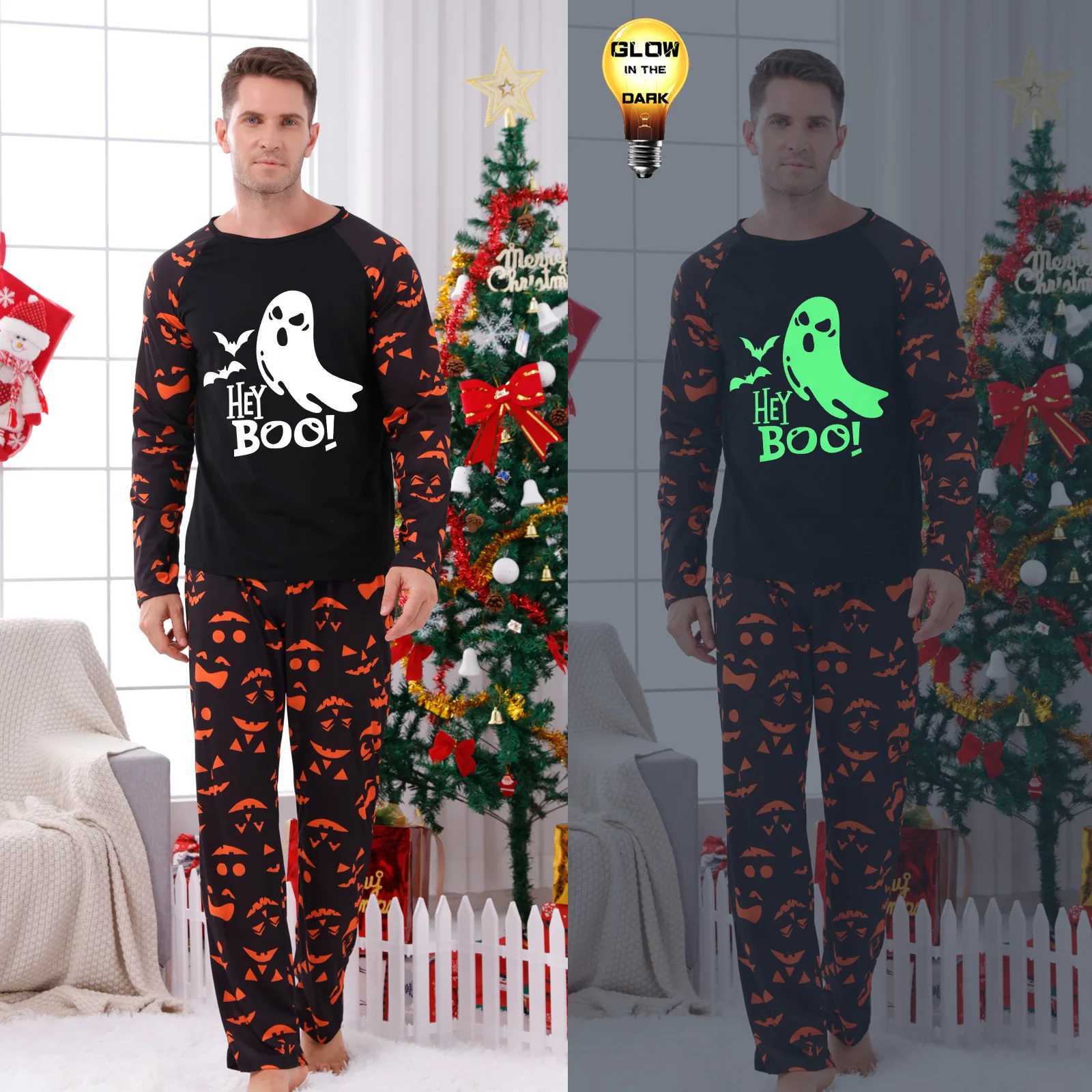 Glow in The Dark Pajamas Set For Family Horror Halloween Carnival Sleepwear Casual Nightwear Women Men Clothes Matching Outfits L251021VFUK