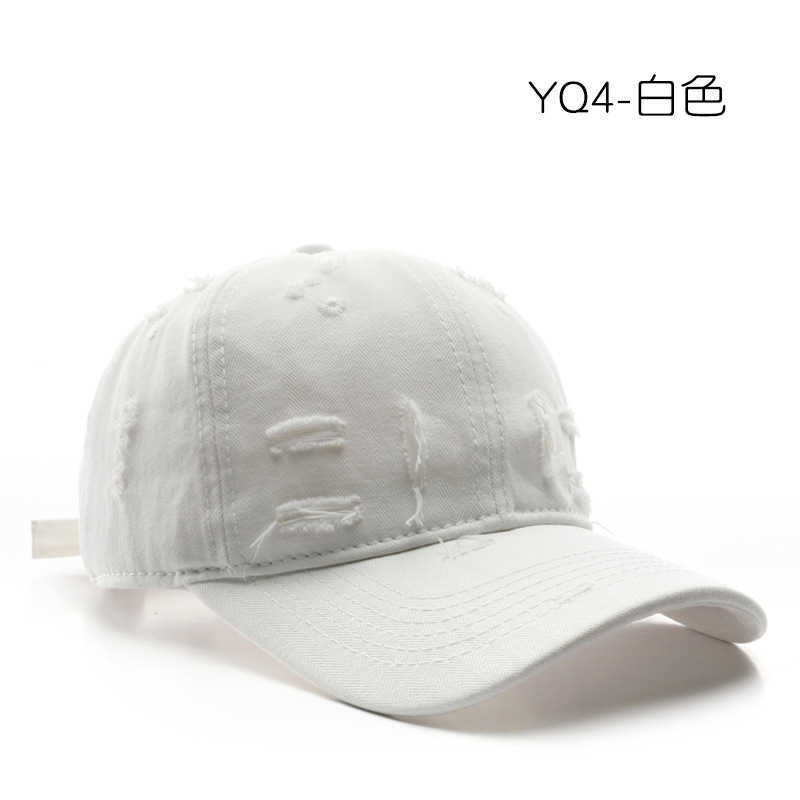 Mens Spring and Autumn Solid Color Flat Brim Distressed Baseball Cap Outdoor Womens Travel Sports Sun Protection Visor Cap H251020