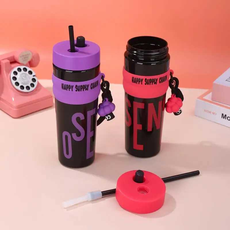 900ML Leakproof Stainless Steel Vacuum Insated Water Bottle With Straw Portable Travel And Sports Bottle Y251021