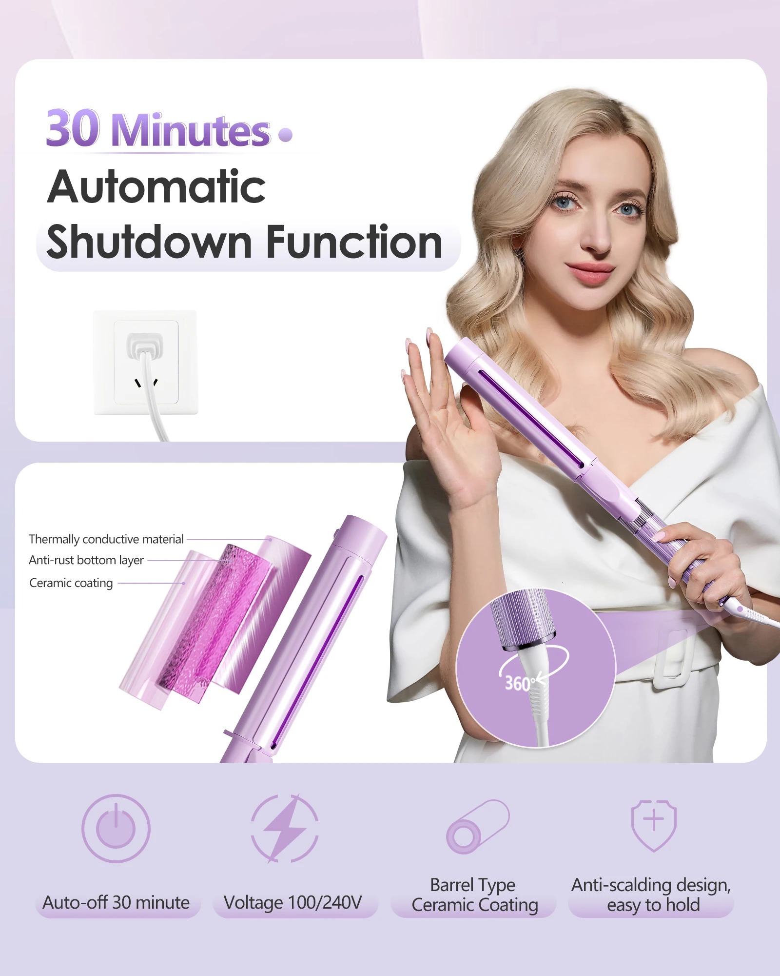 1214 Inch Curling Wand Professional Curling Iron Negative Ions Hair Curler Large Barrel Curling Iron 251018