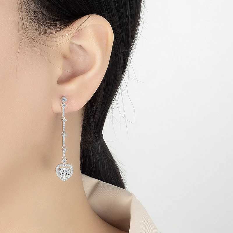 PERFANY 1CT Moissanite Drop Earring Women S925 Pure Silver Heart Laboratory Diamond Long Earrings Fashion Luxury Party Jewelry J251021