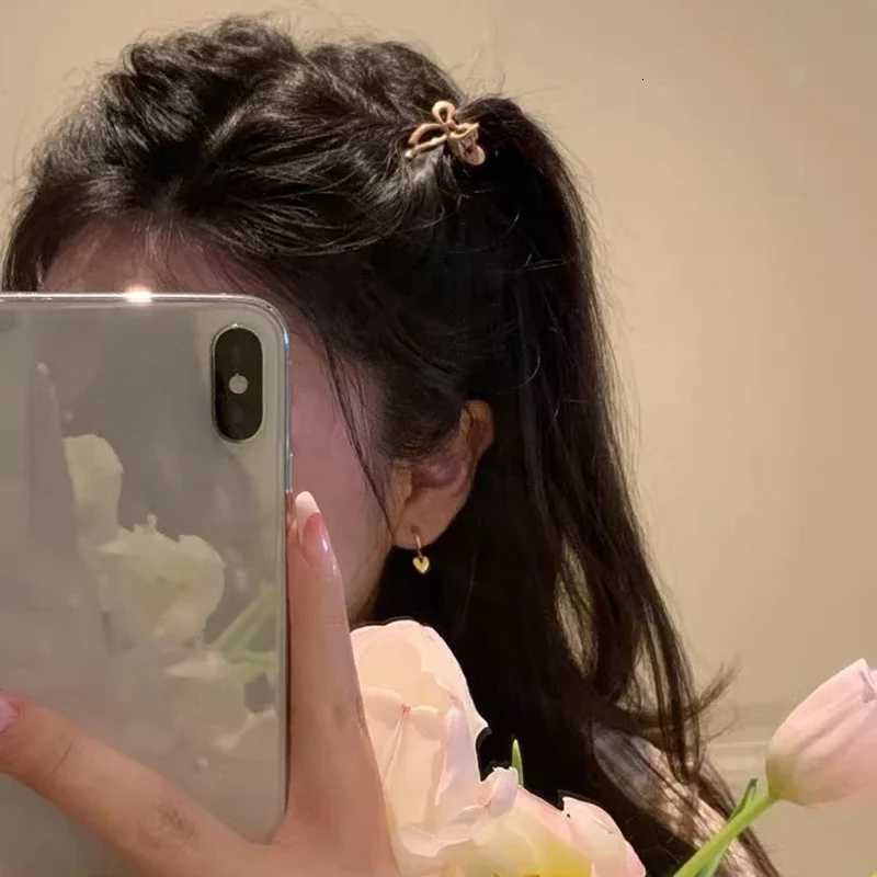 2pcsKorean Style Mini Solid Color Ribbon Bow Design Alloy Hair Claws Trendy Barrettes Side Clips Girls Hair Accessories HeadwearW254021