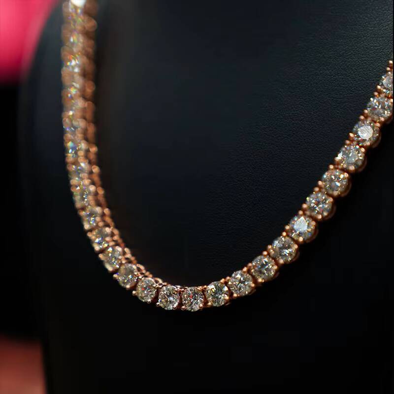 6MM VVS Moissanite Diamond Tennis Chain Necklace 925 Sterling Silver Iced Hip Hop Style Factory Wholesale Price for Men Women
