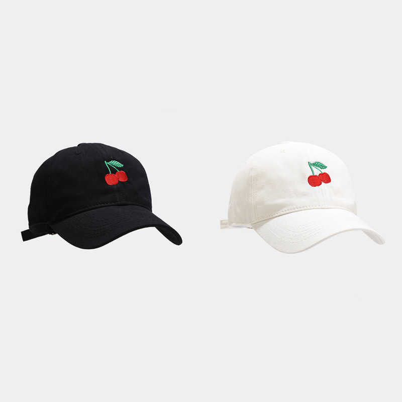 Baseball Hat Fashion Mens and Womens New Fruit Cherry Embroidered Soft Top Duck Tongue Hat Student Leisure Sunshade Hat H251020