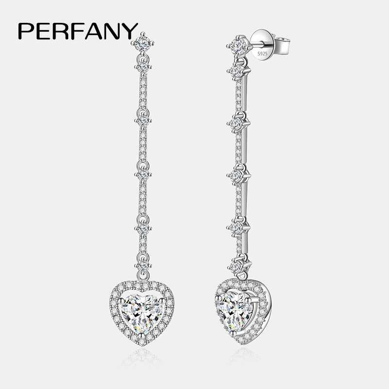 PERFANY 1CT Moissanite Drop Earring Women S925 Pure Silver Heart Laboratory Diamond Long Earrings Fashion Luxury Party Jewelry J251021