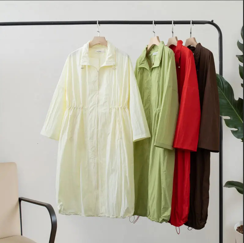 2025 Women Fashion Fall Autumn trench coat Female outerwear blue Khaki 251021