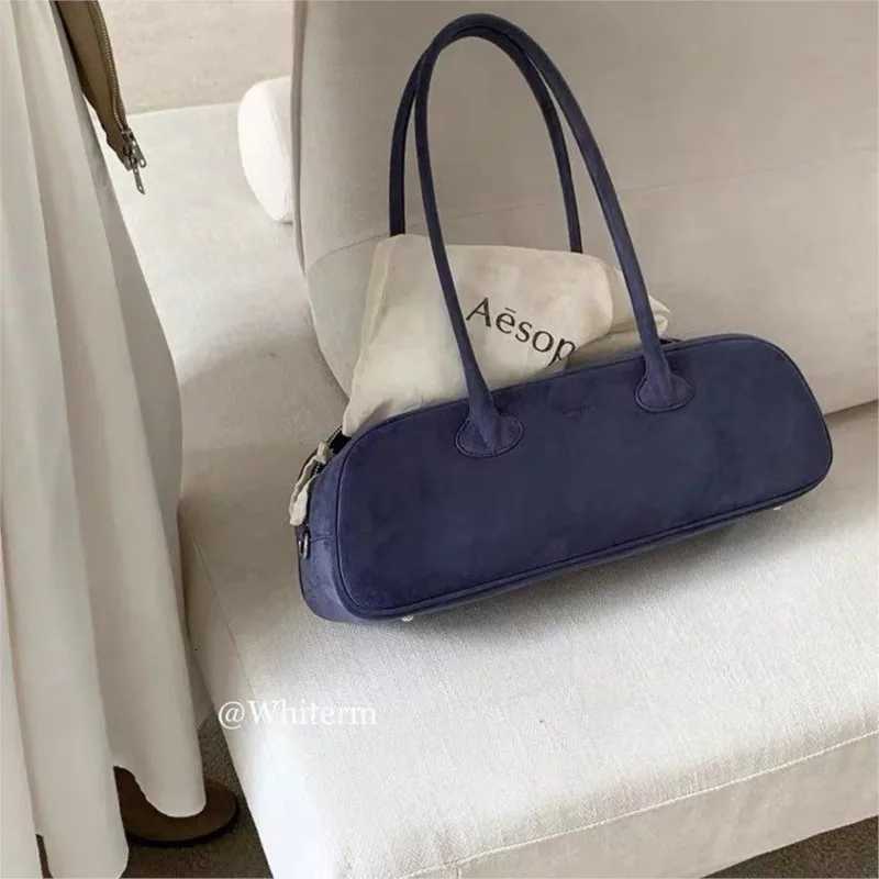 JIAERDI Vintage Blue Shoulder Bags Women High Street Suede Surface Chic Casual Handbag Purse Female Retro Underarm Bag Aesthetic Z251018