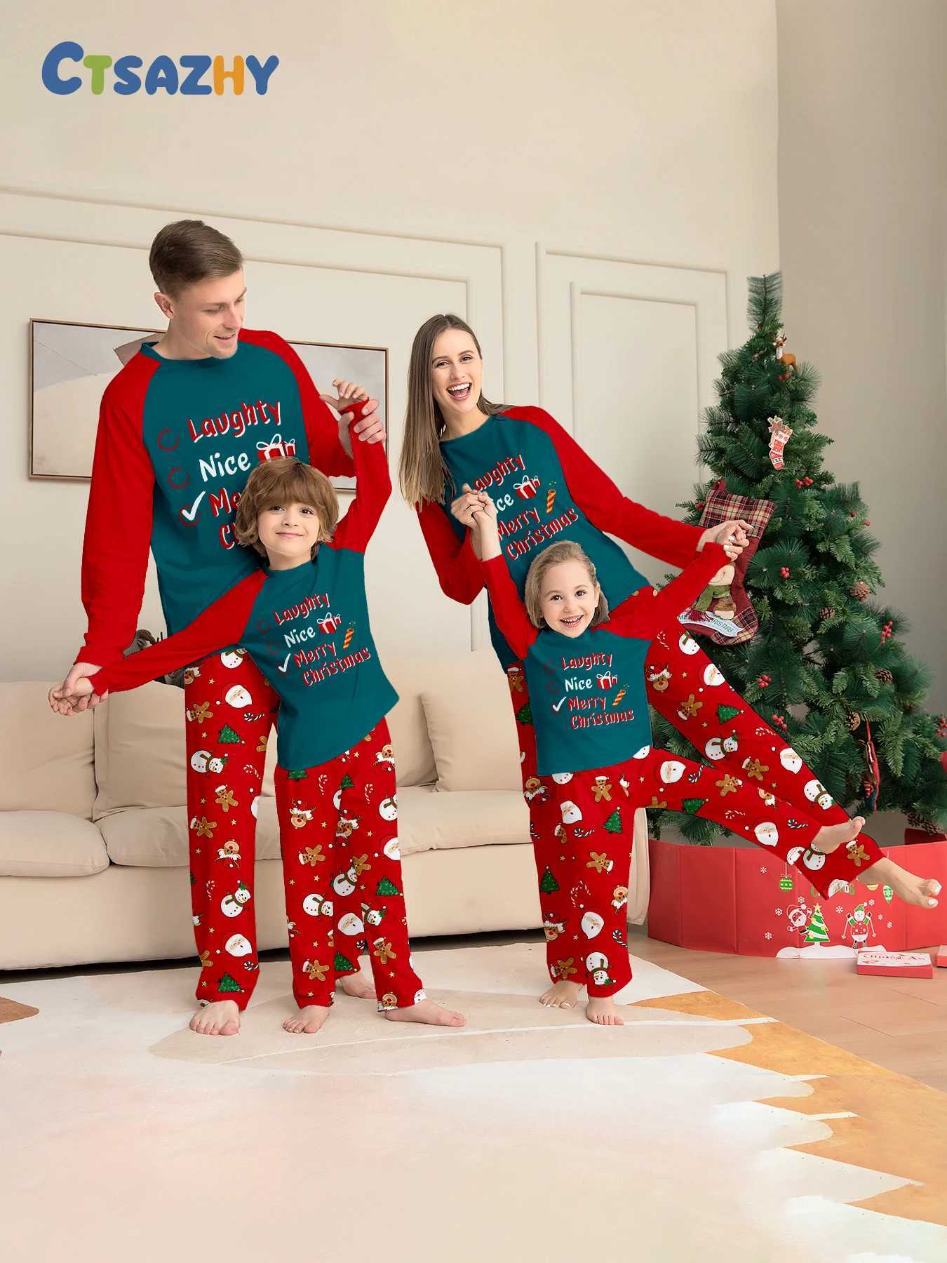 2025 Family Christmas Pajama Sets Red Green Plaid Design with Elk Patterns Comfortable for Holidays L2510210ZB4