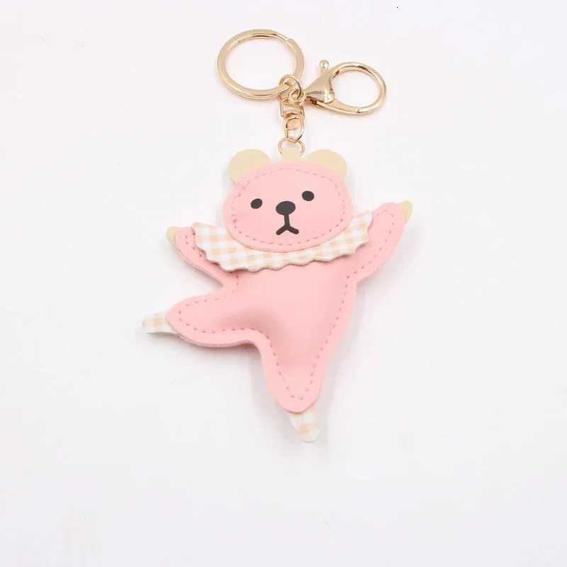 Creative Ballet Dance Leather Pink Bear Car Keychain Cute Bag Pendant Fashion Key Chains for Women W251021