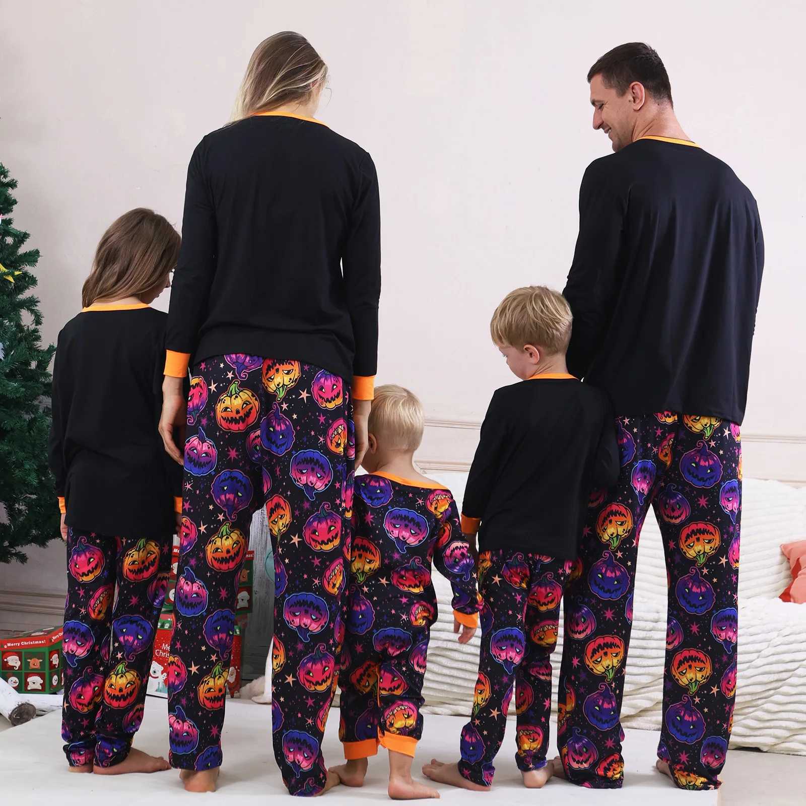 New Long Sleeve Pajamas Set For Family Matching Outfits Horror Halloween Carnival Sleepwear Casual Nightwear Women Men Clothes L251021874K