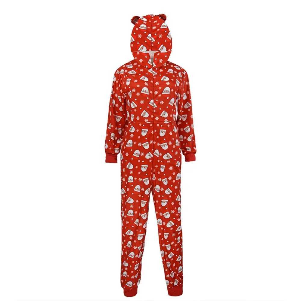 New Christmas Family Matching Pajamas Santa Print Hooded Zipper Jumpsuit Adults Kids Matching Clothes Onepiece Romper Xmas Look L25102175T3