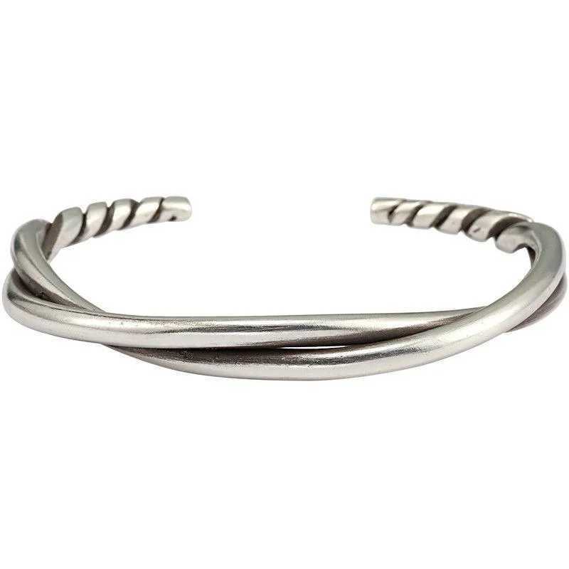 Retro SilverPlated Geometric Twisted Totem Feather Bracelet Punk Trend Cuff Bracelet Casual Sports Jewelry Gift for Men J251021