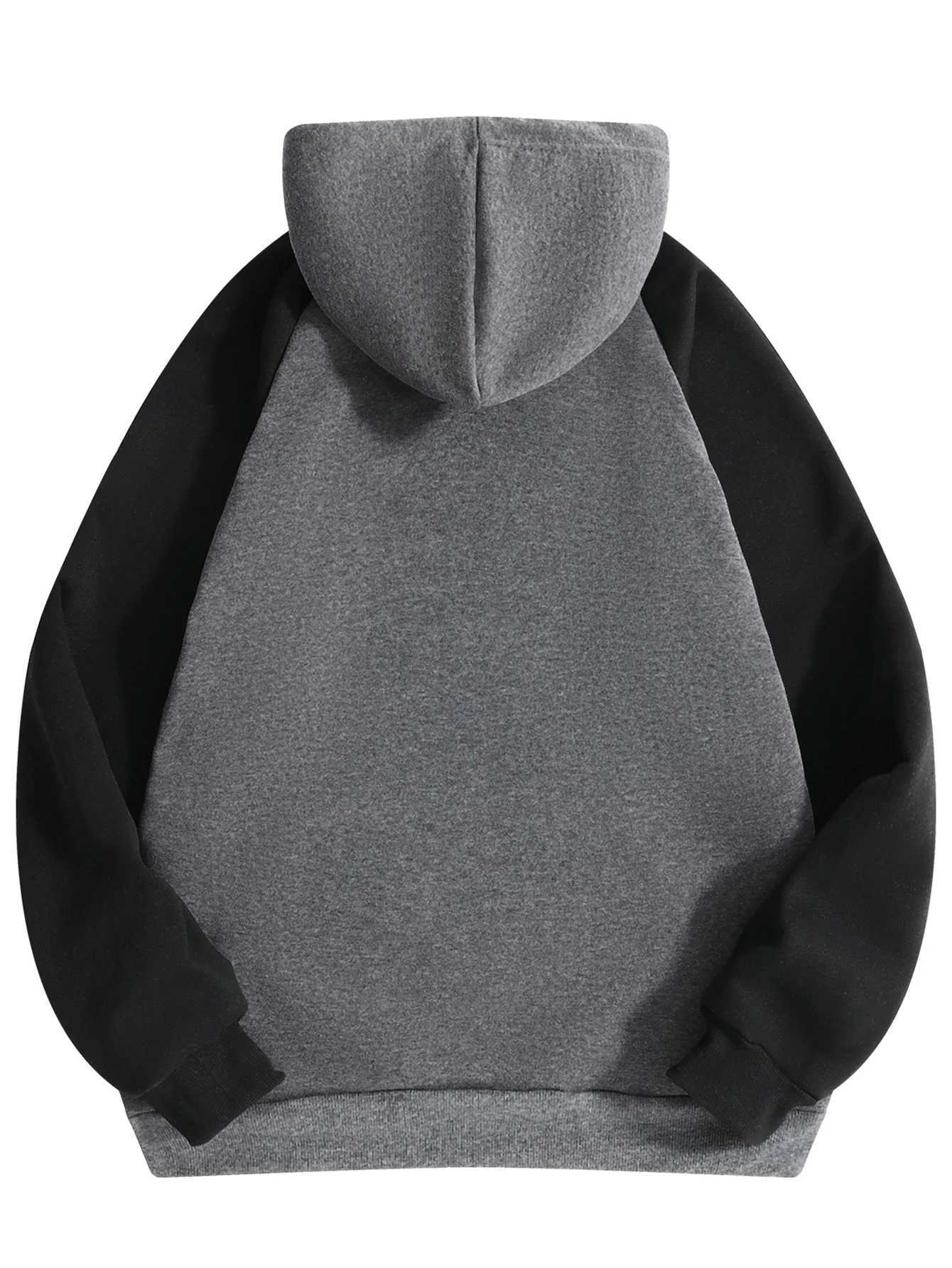 250g New Autumn and Winter European Size Colorful Mens Fleece Hooded Sweatshirt with Drawstring Sporty and Casual Pullover Top W251021