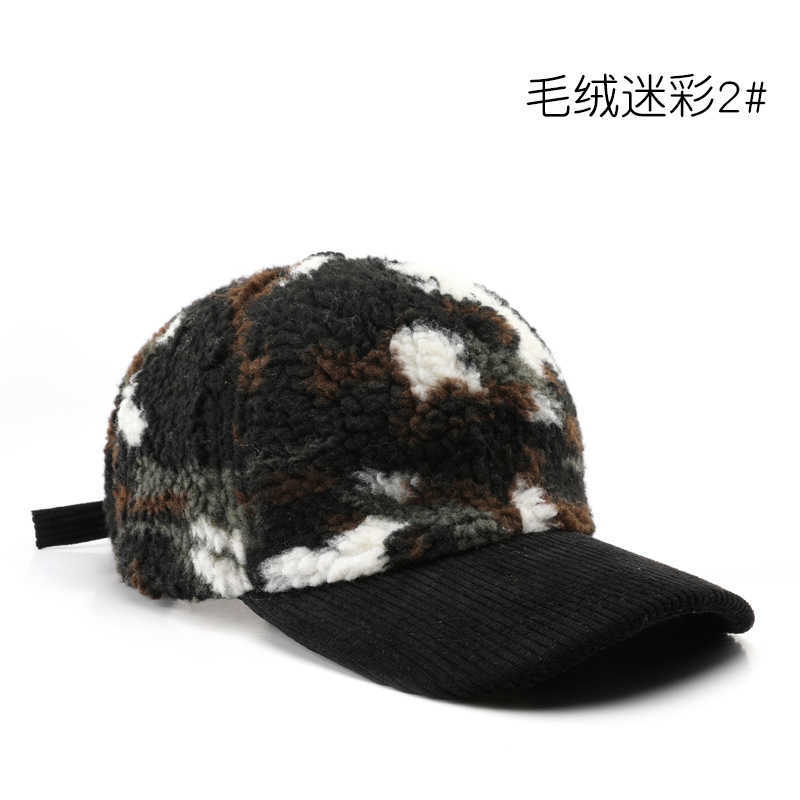 Womens Hat Autumn Winter Color Block Plush Camouflage Solid Color Baseball Cap Outdoor Mens Travel Coldproof Warm Duckbill Cap H251020