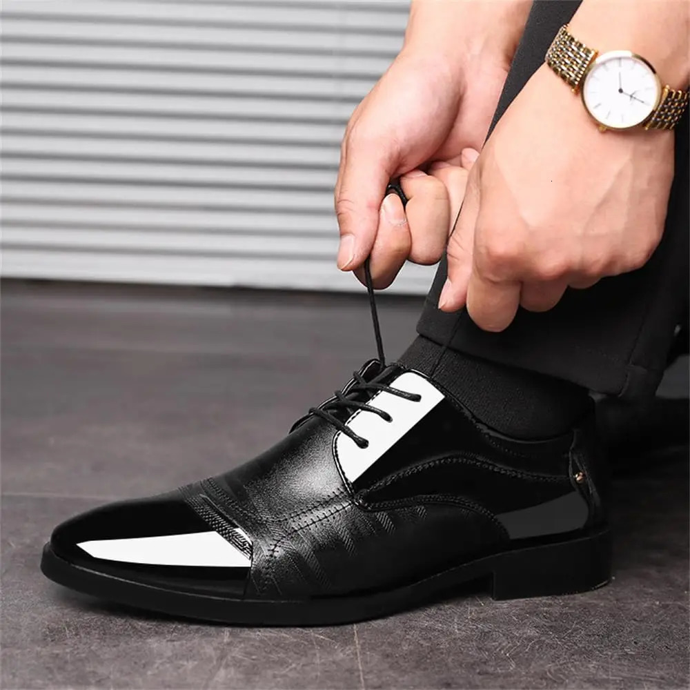 Mens Dress Shoes Business Oxfords Patent Leather Dress Shoes Classic Loafers Formal Derby Shoes For Men 251021