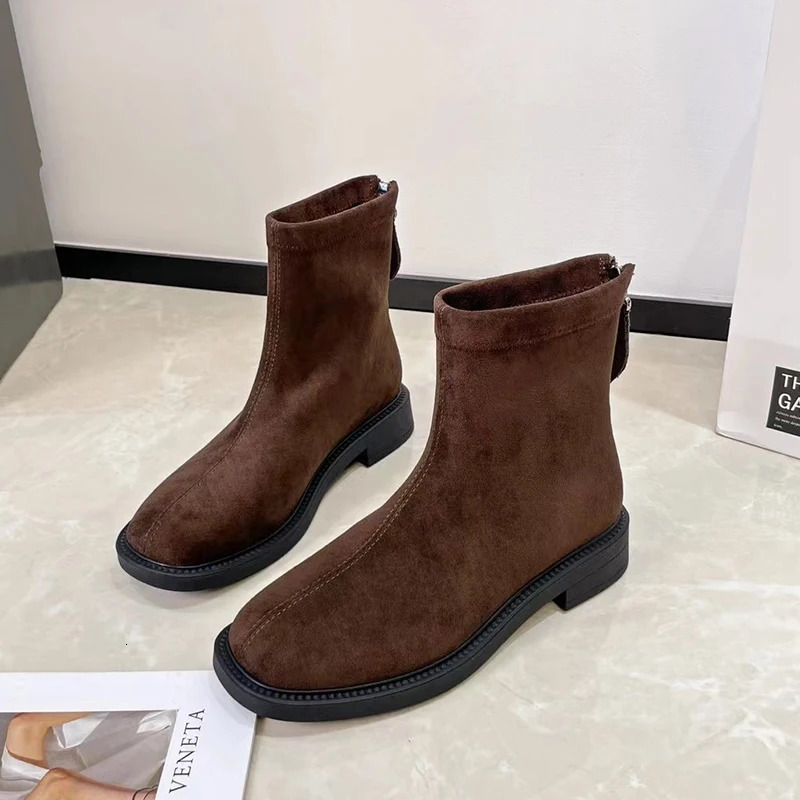 Hirsionsan Autumn Winter Women Ankle Boots Platform Zip Up Casual Shoes Retro Oxfords Female Waterproof Thick Boots Footwear 251021