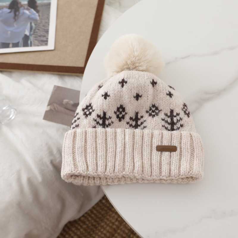 Rabbit Fur Pullover Hat for Women Large Head Circumference Warm Knitted Hat with Ear Protection Cold Weather Hat H251020