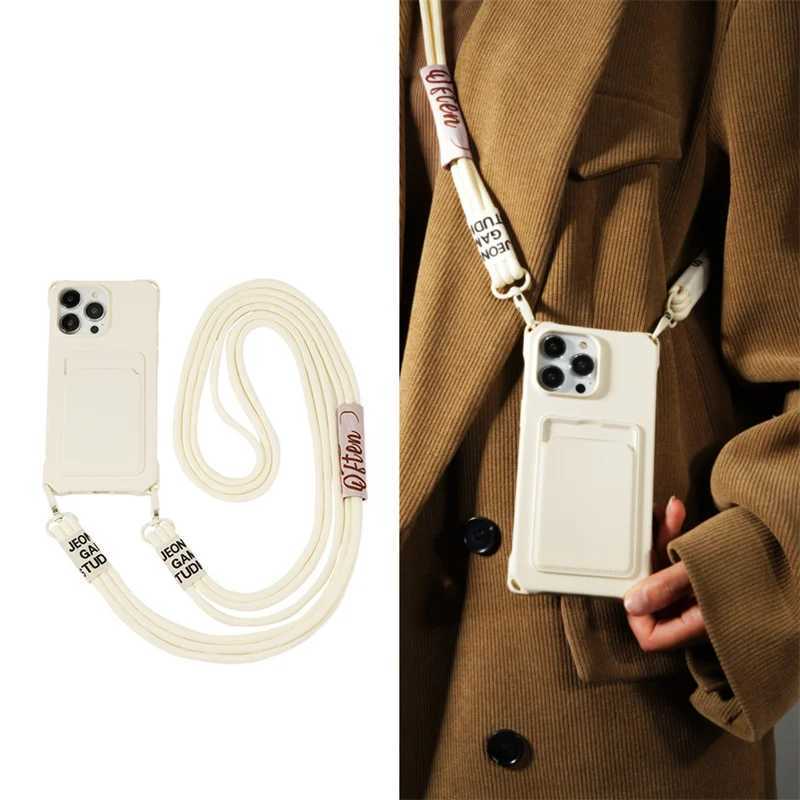 Strap Case For iPhone 16 15 14 12 11 Pro Max 13 Mini XS X 8 7 Plus Shockproof Silicon Card Slot Crossbody Necklace Lanyard Cover J251114