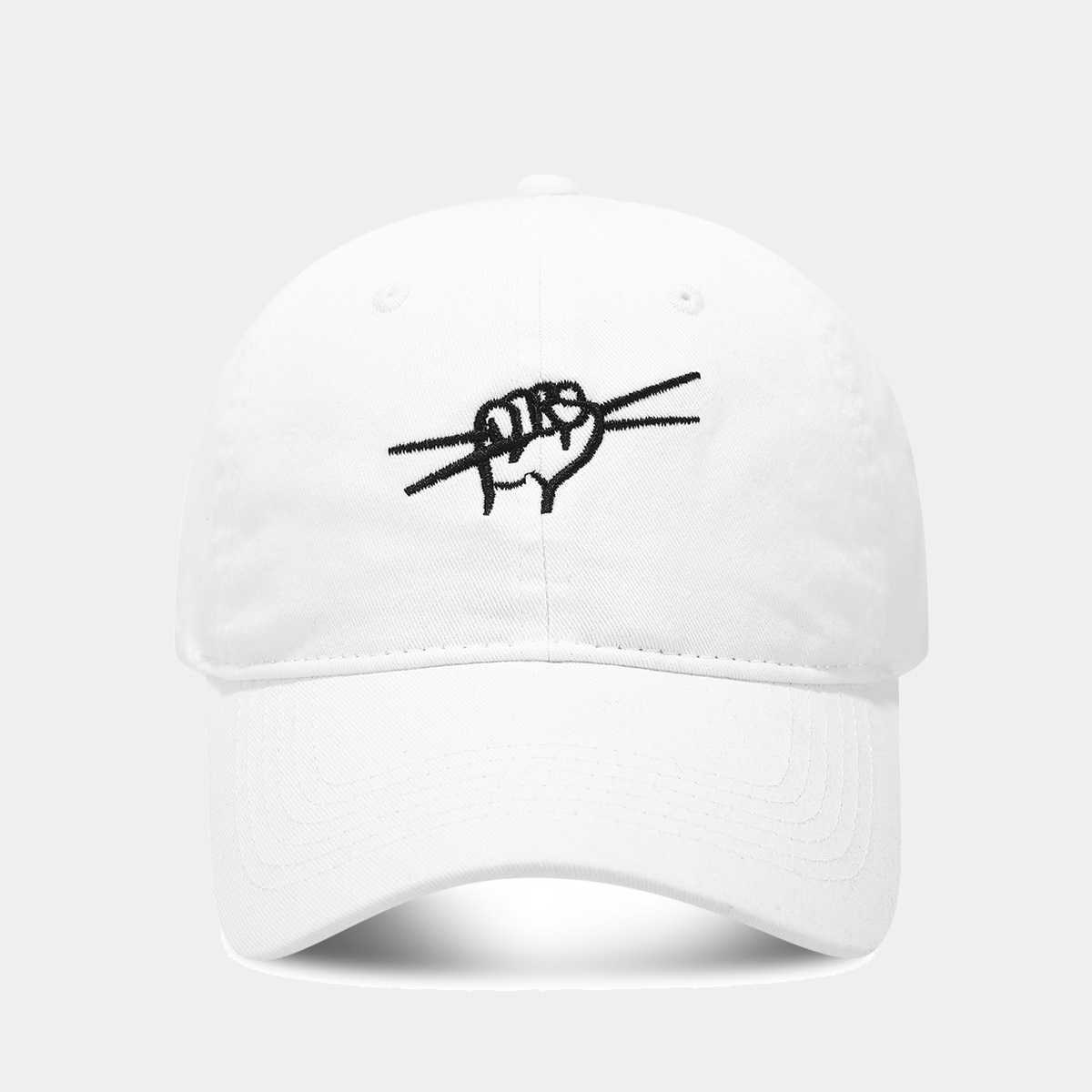 Hiphop Style Drumming Gesture Embroidered Soft Top Baseball Cap for Men and Women Washed Personalized Duckbill Cap Trendy Versatile H251020