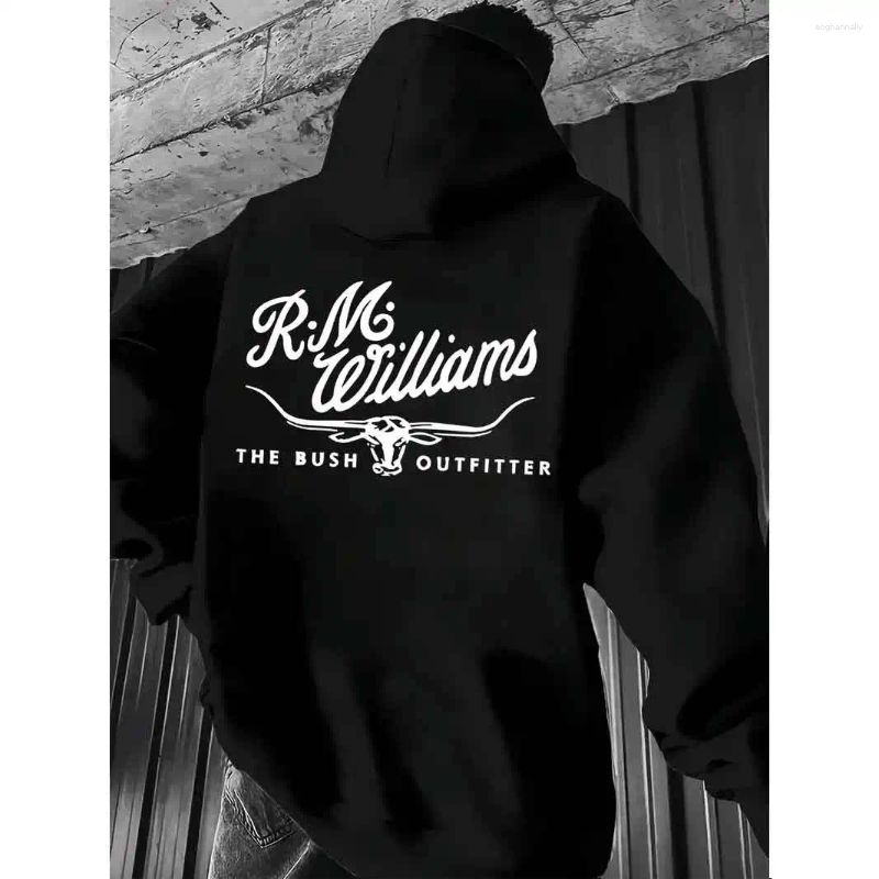 Men's Hoodies Must-Have Long Sleeve Hooded Sweatshirt "R-M Williams" Print Design - Perfect For Autumn Outdoor Casual Wear