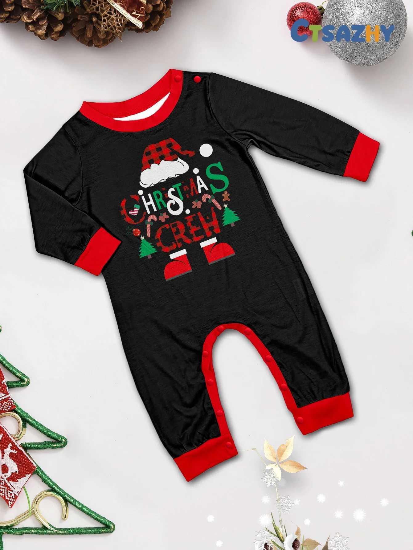 Family Matching Christmas Pajamas Set Mother Daughter Son Dad Plaid Santa CHRISTMAS CREW Print Family Xmas Loungewear L2510218R2J