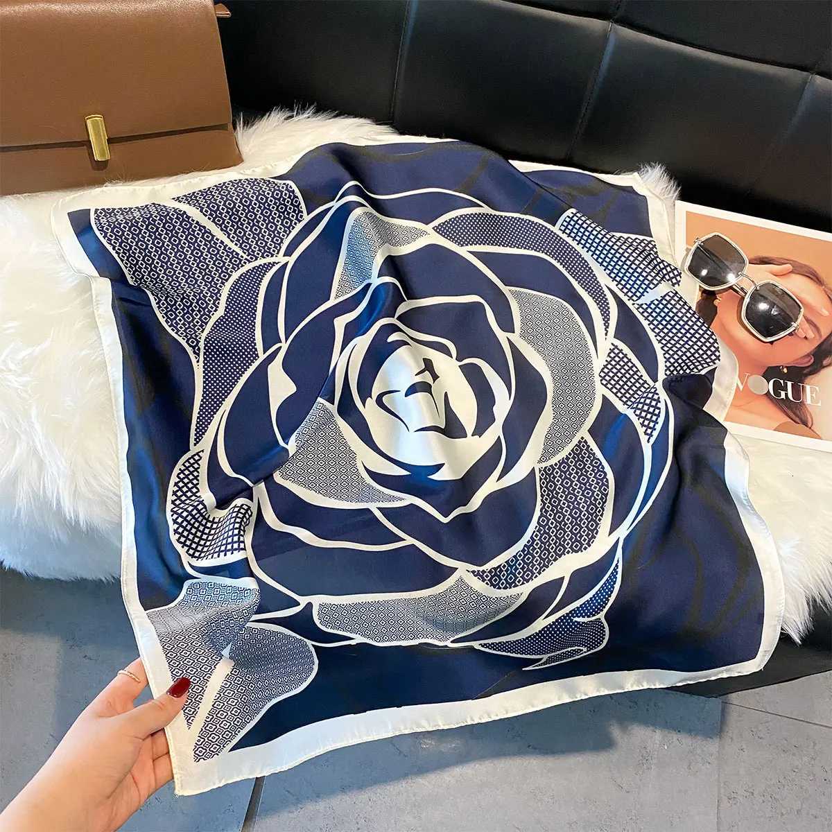 Luxury Silk Square Scarf Women Floral Print Soft Satin Hairband Neckerchief Hijab Female Headband Foulard Bag Kerchief W251021