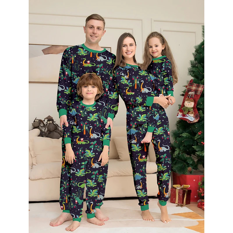 Dinosaur Family Pajama Sets Children Mom Dad Dog Pyjams Outfit Halloween Christmas Parentchild Snug Fit Romper 251021