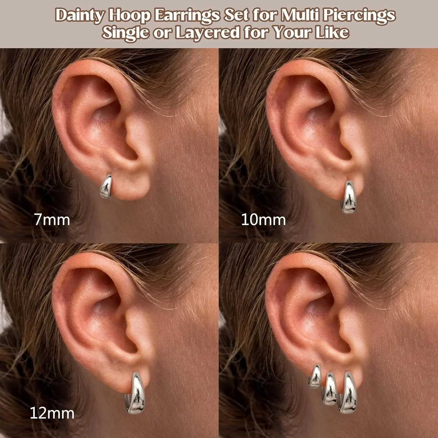 3Pairs Hoop Earrings Set for Women Gold Silver Plated Earring Hypoallergenic Small Huggie Hoops Lightweight Hoop Earrings Stack J251021
