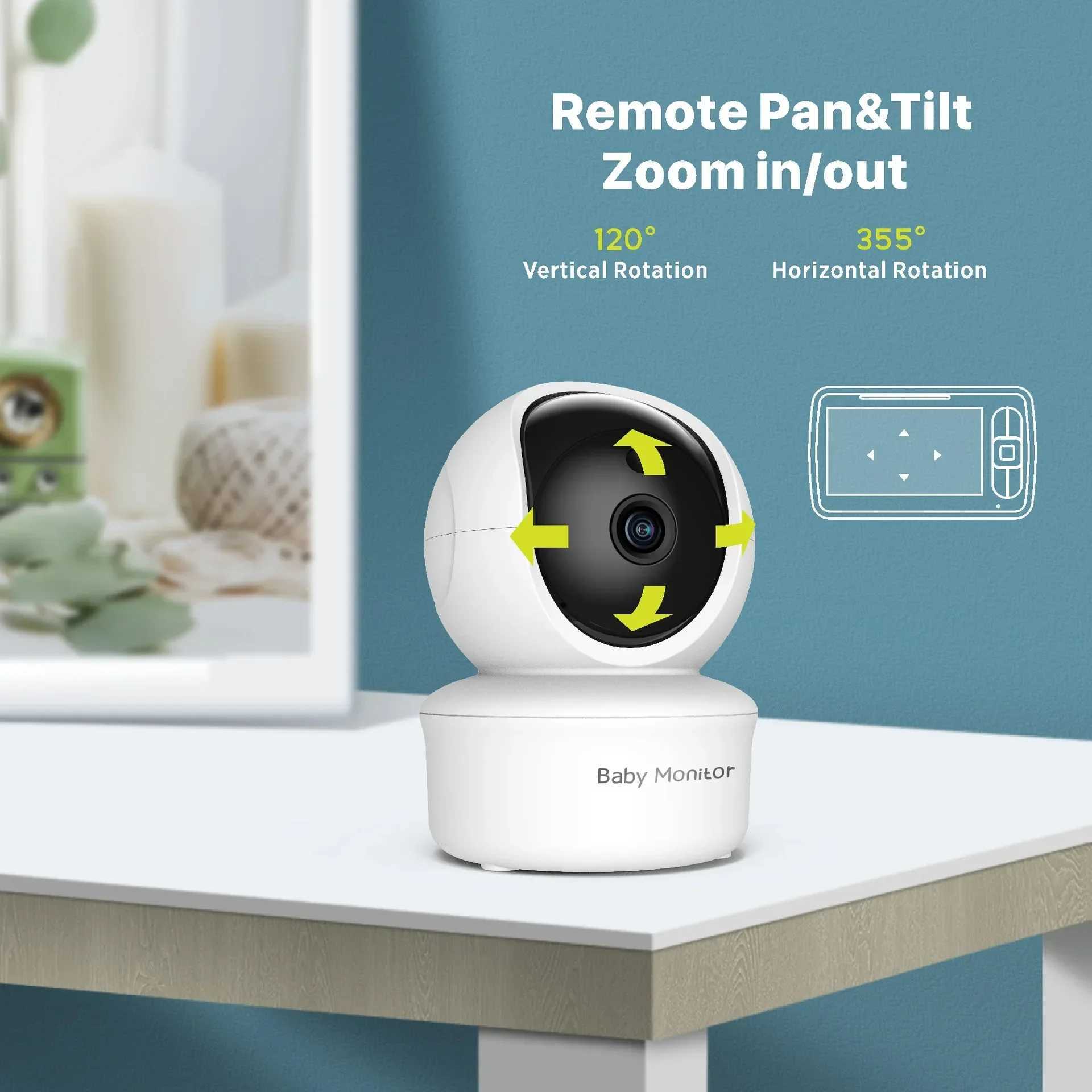 5 Inch Video Baby Monitor with Camera 360 PanTilt 1000ft Mother Kids Childrens Cam Portable Video Nanny Baby Items 2X Zoom J251121