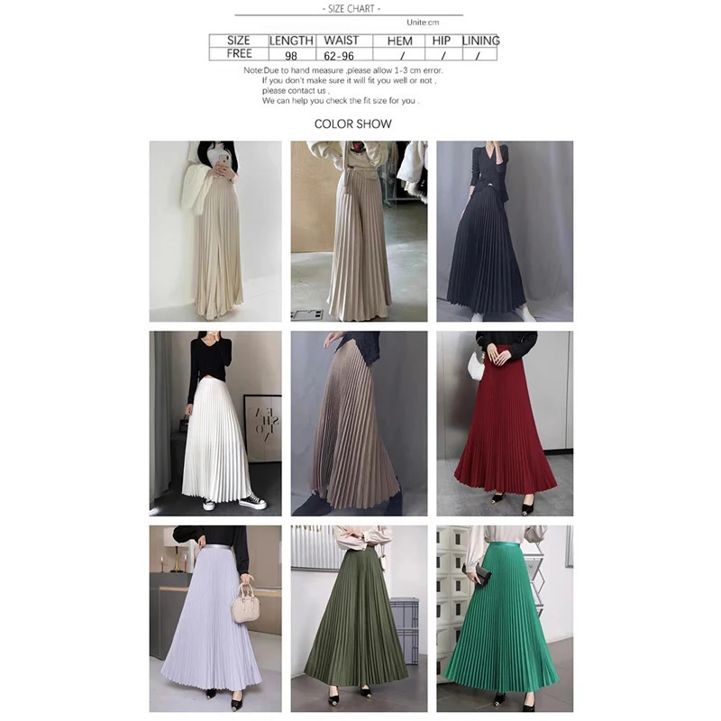 TFETTERS Spring Clothes Women 2025 Autumn Fashion Casual Office Lady Pleated Skirt Women Hight Waist Solid Long Skirt 251013