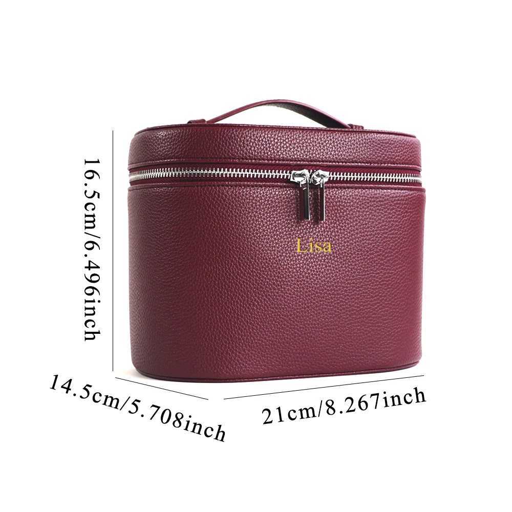 Largecapacity PU leather cosmetic box with internal storage box customizable names and letters travel portable cosmetic bagW251021