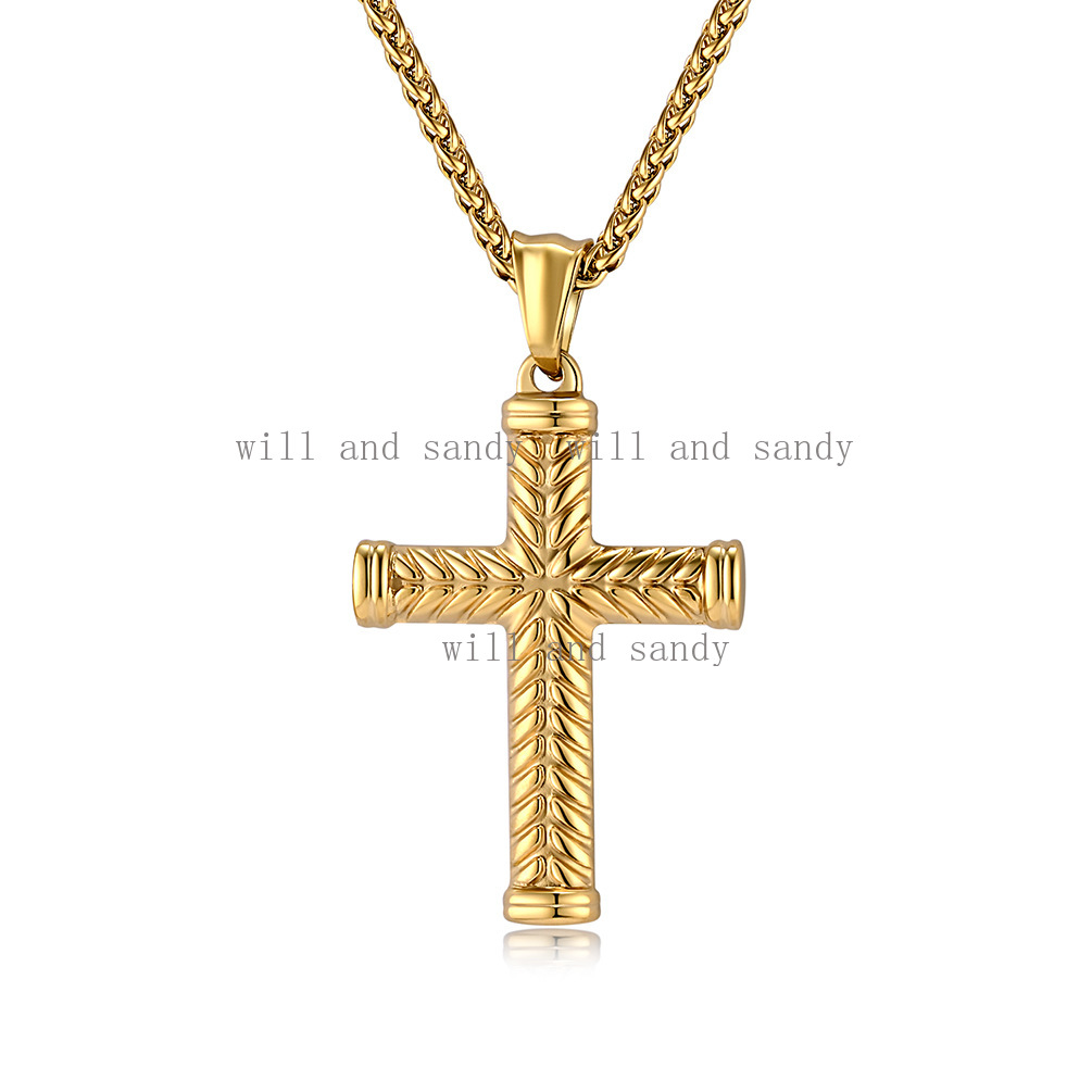 Non Tarnish 18K Gold Jesus Cross Necklace Designer Jewelry Stainless Steel Gold Chain National Flag Madonna Necklaces for Man Hiphop Fine Jewlery Gift
