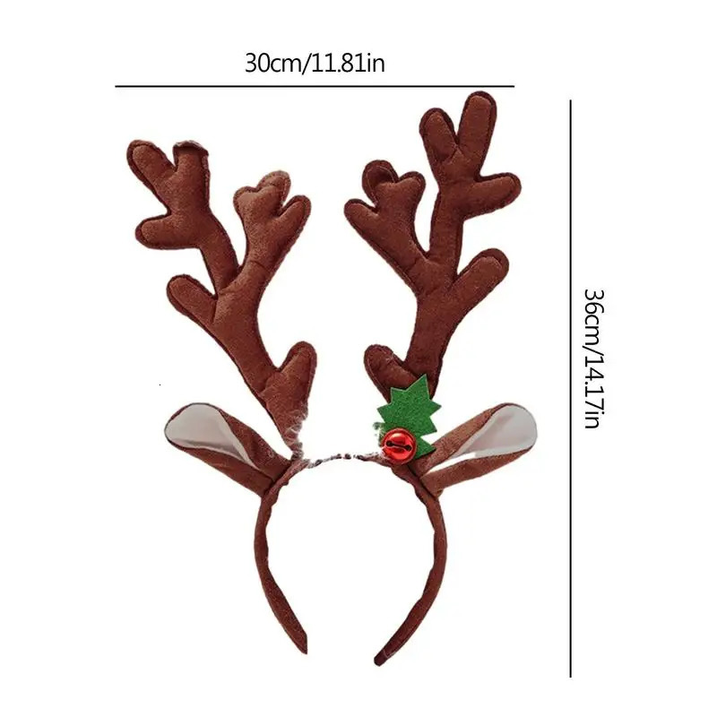 1PC Christmas Reindeer Antlers Headband Elk Antlers Ears Head Hoop With Red Bell Christmas Party Hair Accessories Navidad 251021