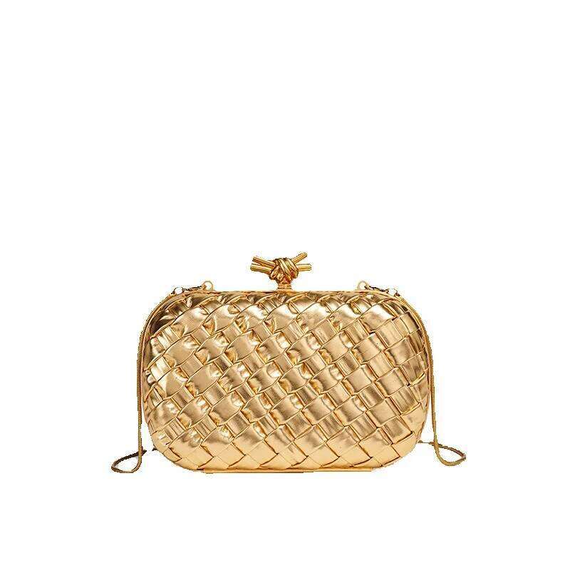 Handwoven Light Luxury Style Clutch Evening For Women Fashion Trend New Round Box Exquisite Shoulder Bag Cowhide Woven Bag